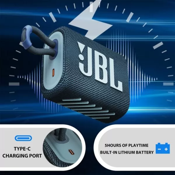 Caixa De Som Bluetooth Jbl Go 3 Portátil Mini Preta Original - Image 2